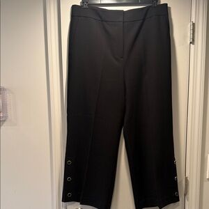 Ann Taylor Black Cropped Ankle Pants with Ring Accents